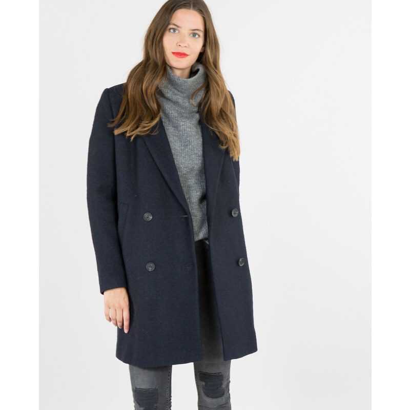 Gerade geschnittener Mantel aus Wollstoff Marineblau, Größe 32 -Pimkie- Mode für Damen
