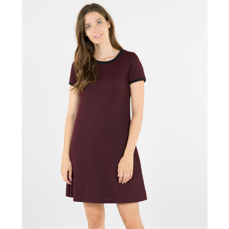 Trapez-Kleid aus strukturiertem Material Bordeauxrot, Größe M -Pimkie- Mode für Damen