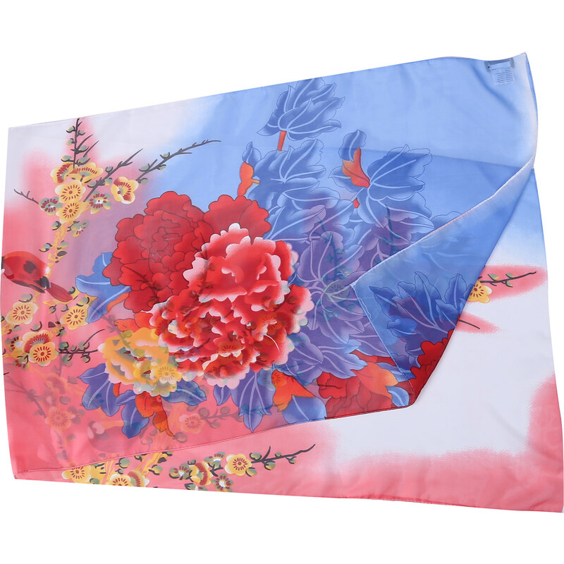 Lesara Chiffon-Schal mit Blumenmuster - Blau