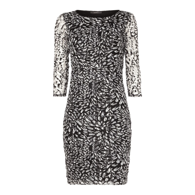 Esprit Collection Kleid aus Mesh mit abstraktem Muster