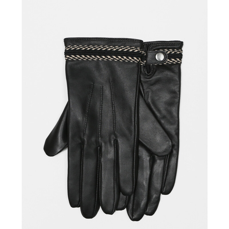 Handschuhe mit Borte Schwarz, Größe M -Pimkie- Mode für Damen