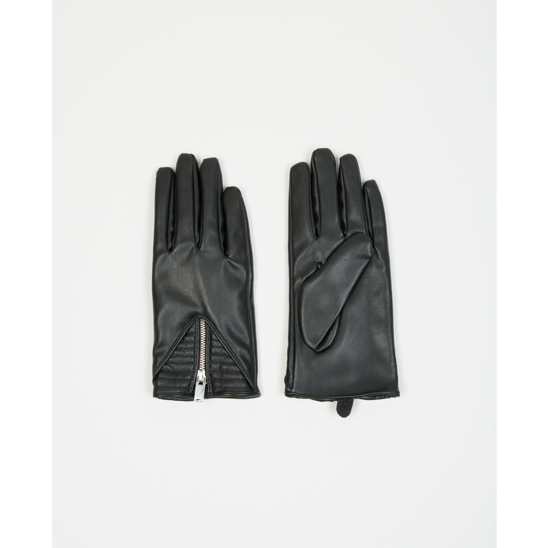 Biker-Handschuhe mit Reißverschluss Schwarz, Größe S -Pimkie- Mode für Damen