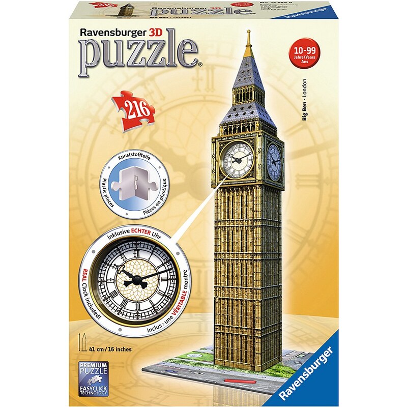 Ravensburger 3D Puzzle, 216 Teile mit Uhrwerk, »Big Ben mit Uhr«