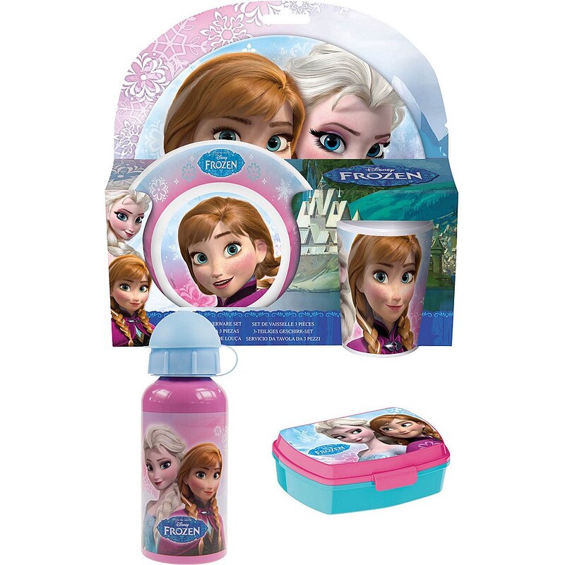 p:os Kindergeschirrset mit Trinkflasche und Brotdose, »Disney Frozen Frühstückspaket Promo«