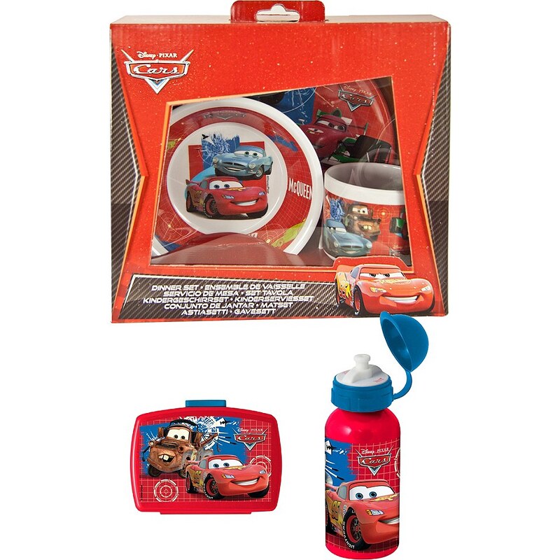 p:os Kindergeschirrset - Trinkflasche u. Brotdose, »Disney Pixar Cars Frühstückspaket Premium, rot«