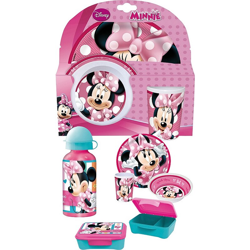 p:os Kindergeschirrset mit Trinkflasche und Brotdose, »Disney Minnie Mouse Frühstückspaket Elite«