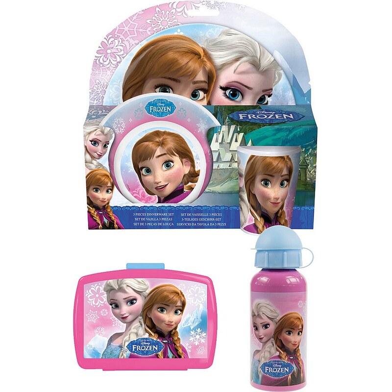 p:os Kindergeschirrset mit Trinkflasche und Brotdose, »Disney Frozen Frühstückspaket Premium«