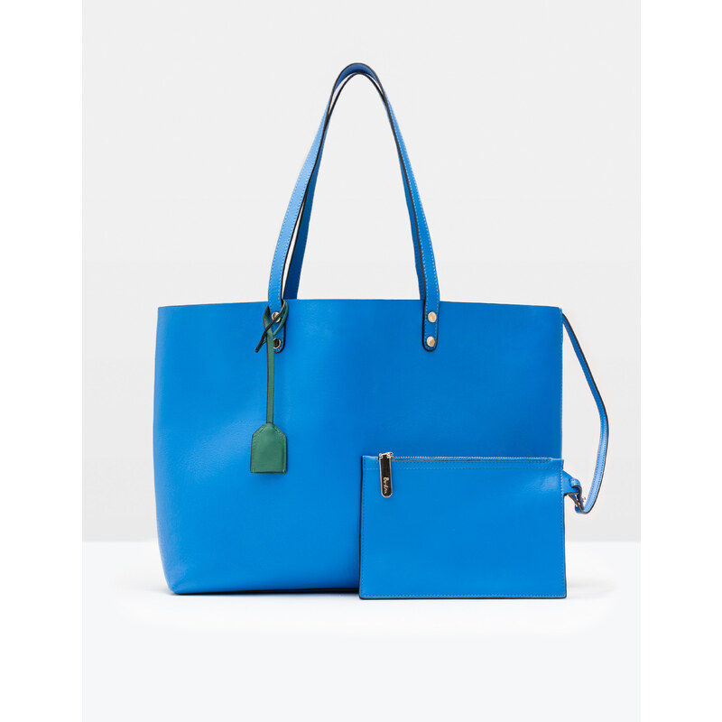 Luxuriöse Einkaufstasche aus Leder Blau Damen Boden