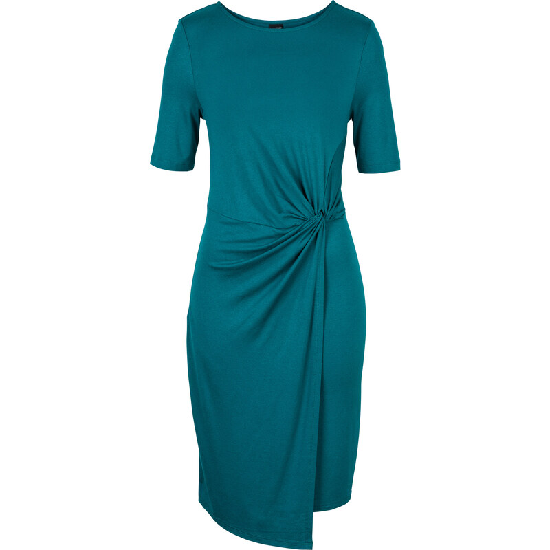 BODYFLIRT Kleid mit Knoten/Sommerkleid in petrol von bonprix