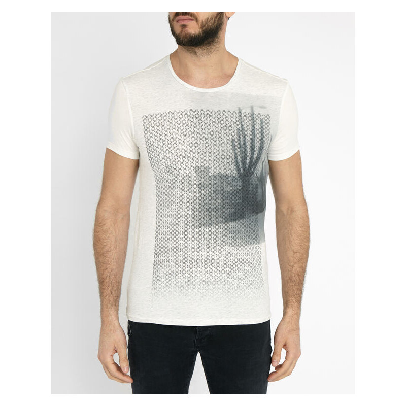 IKKS Weißes T-Shirt mit Rundhalsausschnitt und Desert-Print