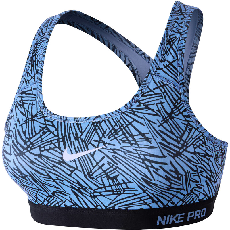 Nike Damen Sport-BH / Bustier Pro CLSC Pad Palm PRT Bra, hellblau, verfügbar in Größe L