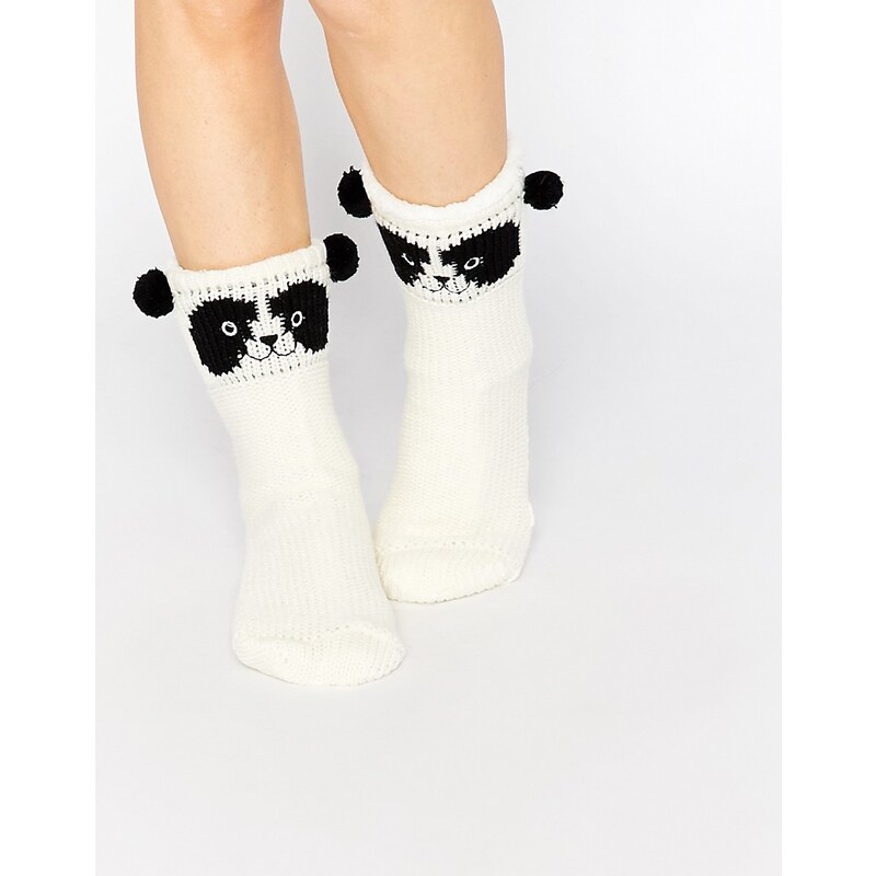 Totes - Novelty - Dicke Socke mit Pandadesign - Cremeweiß