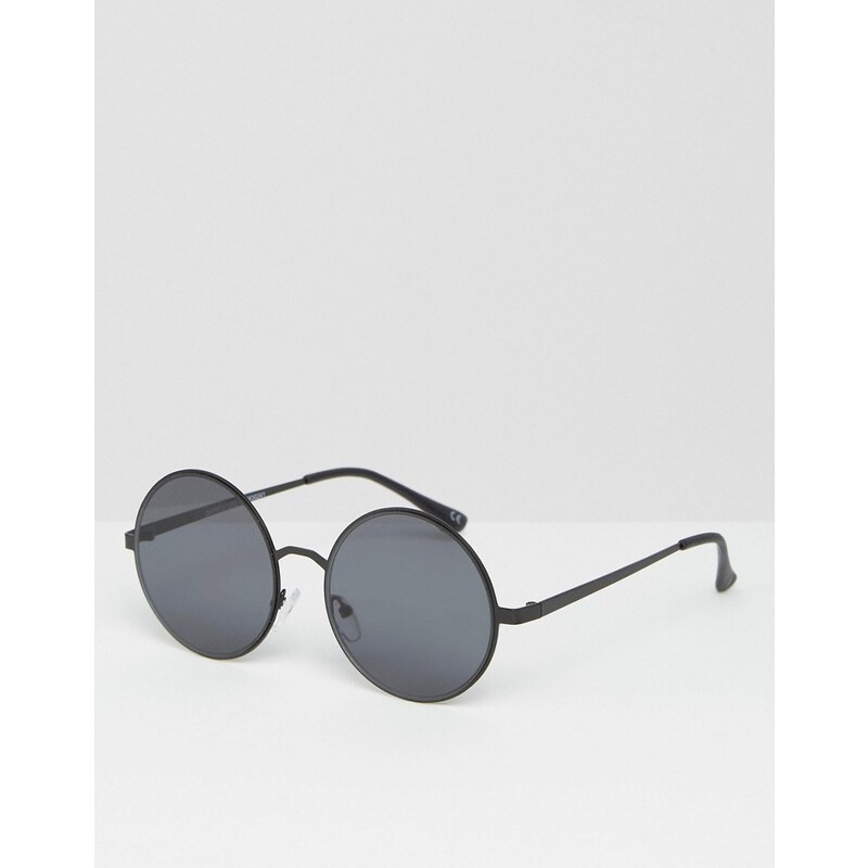 ASOS - Runde Sonnenbrille mit flachen Gläsern, in Schwarz - Schwarz