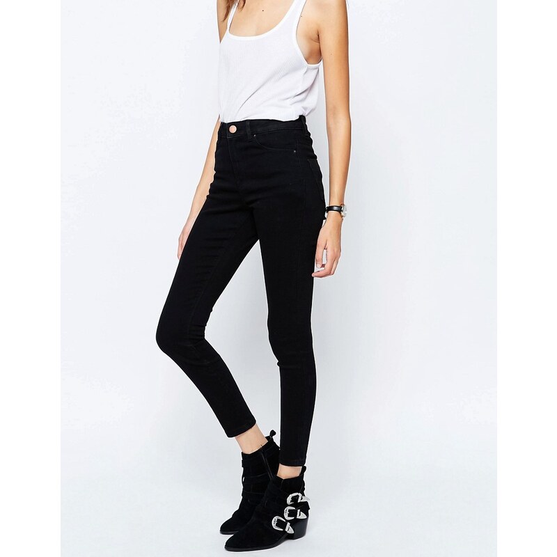 ASOS - Ridley - Skinny-Jeans in reinem Schwarz mit hohem Bund - Schwarz