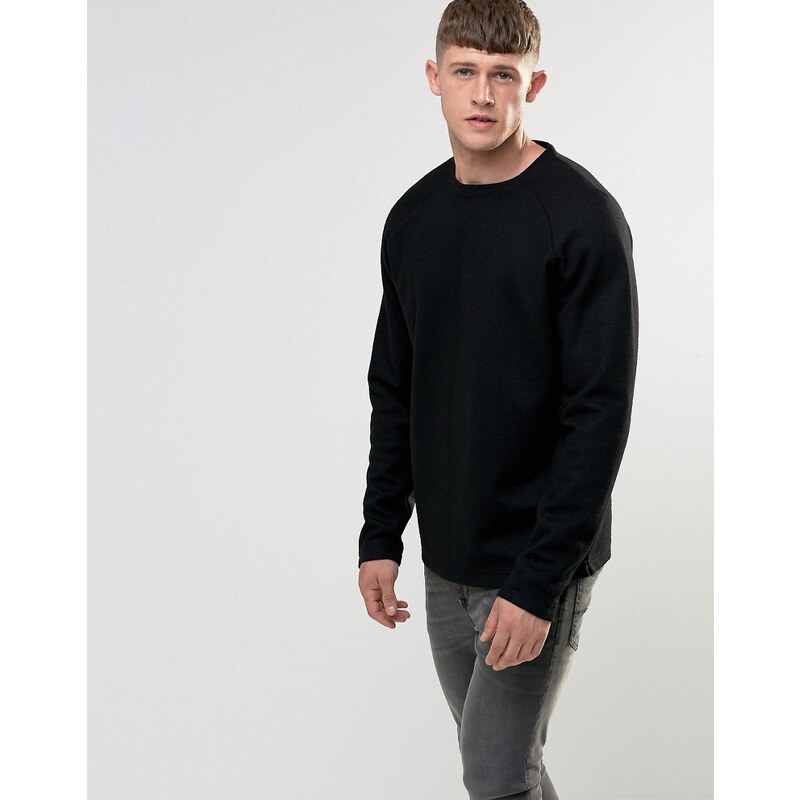 Bellfield - Raglan-Sweatshirt aus gewebter Wolle - Schwarz