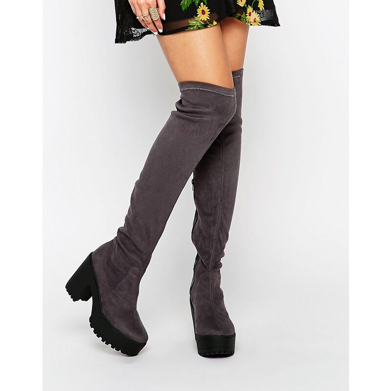 Truffle Collection - Nora - Overknee-Stiefel - Grau