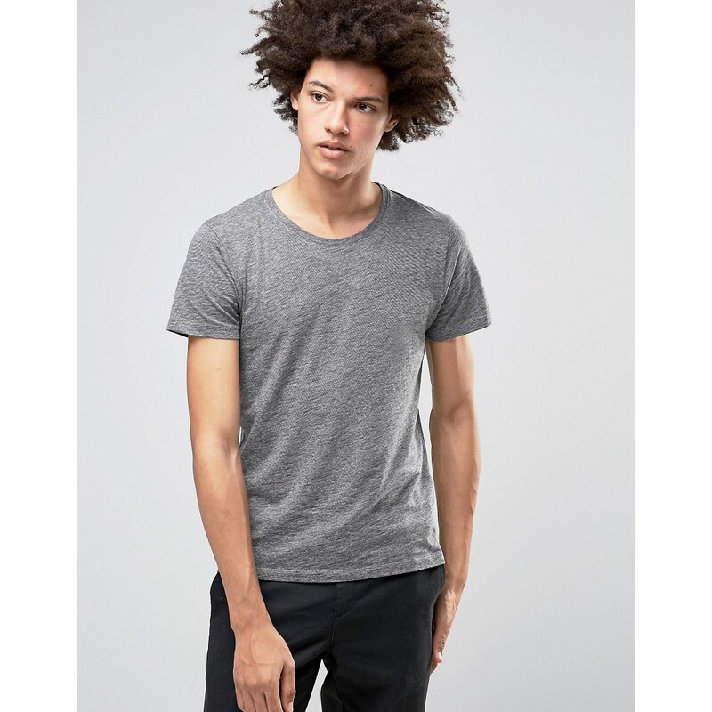 Selected Homme - Meliertes T-Shirt - Grau