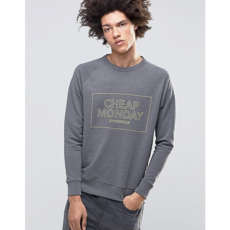 Cheap Monday - Rules - Sweatshirt mit kastenförmigem Logodesign in Grau - Grau