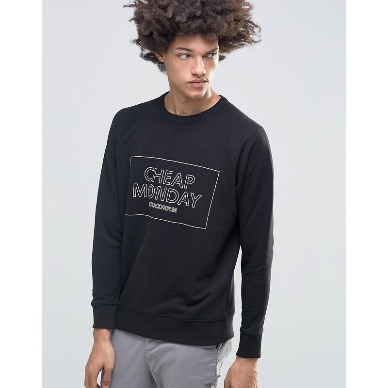 Cheap Monday - Rules - Sweatshirt mit kastenförmigem Logodesign in Schwarz - Schwarz