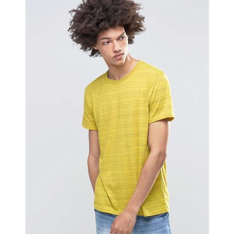 Cheap Monday - Standard - Gestreiftes T-Shirt in gelber Spacedye-Optik - Gelb