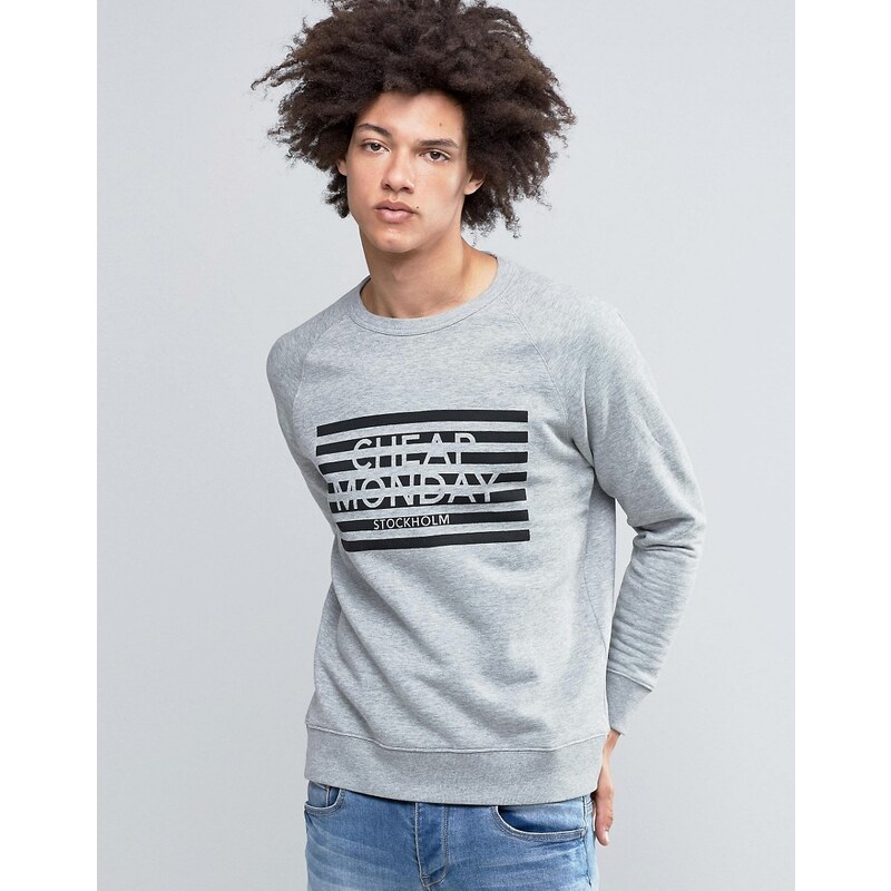 Cheap Monday - Rules - Grau gestreiftes Sweatshirt mit Logo - Grau