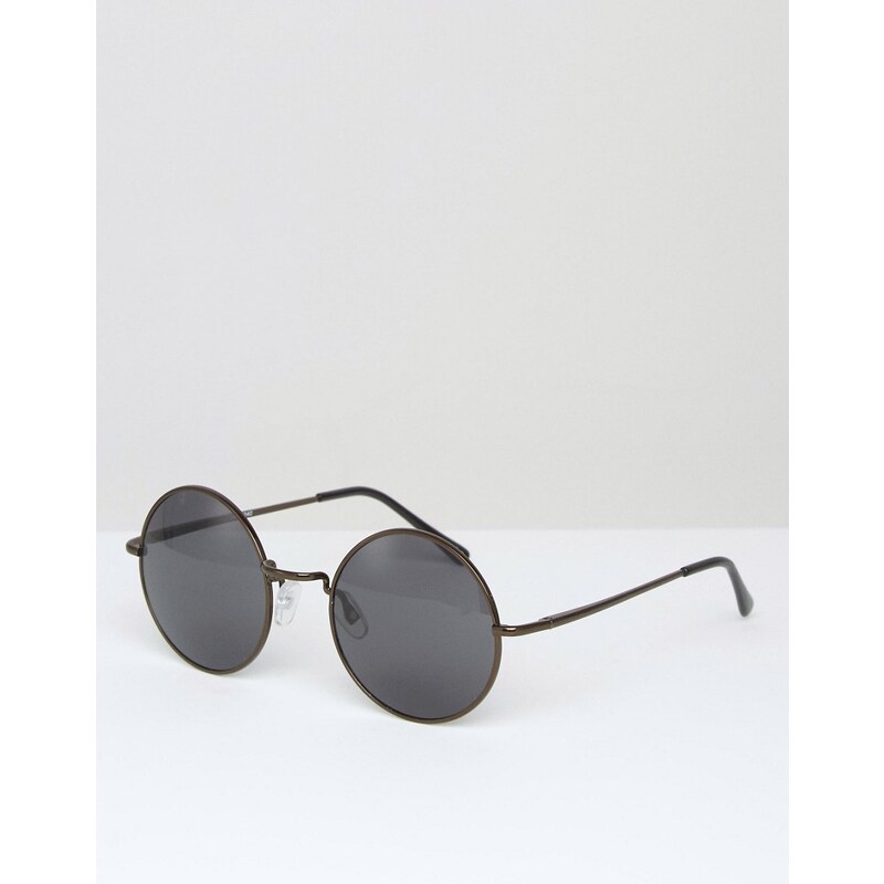 ASOS - Runde Sonnenbrille aus poliertem Kupfer - Braun