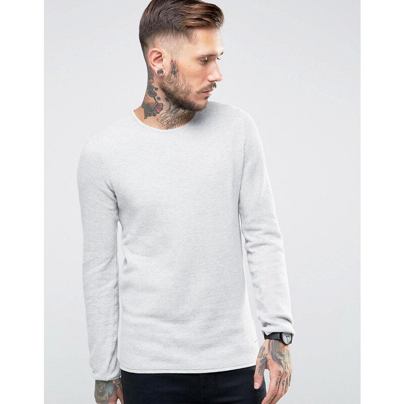 Only & Sons - Pullover mit Waffelstrickmuster - Grau