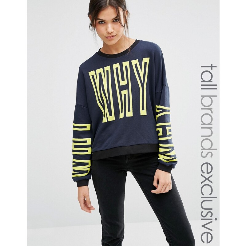 Noisy May Tall - Why - Sweatshirt mit Schriftzug - Marineblau