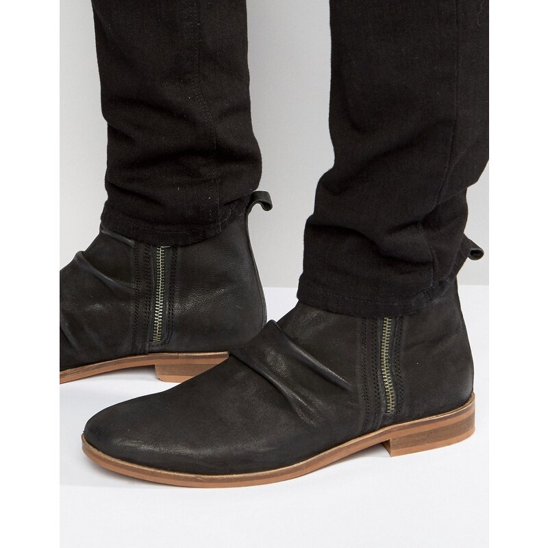 ASOS - Chelsea-Stiefel aus schwarzem Wildleder mit doppeltem Reißverschluss - Schwarz