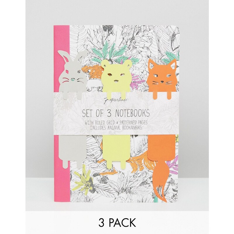 Paperchase - Woodland Tails - Übungsbücher im 3er-Set - Mehrfarbig