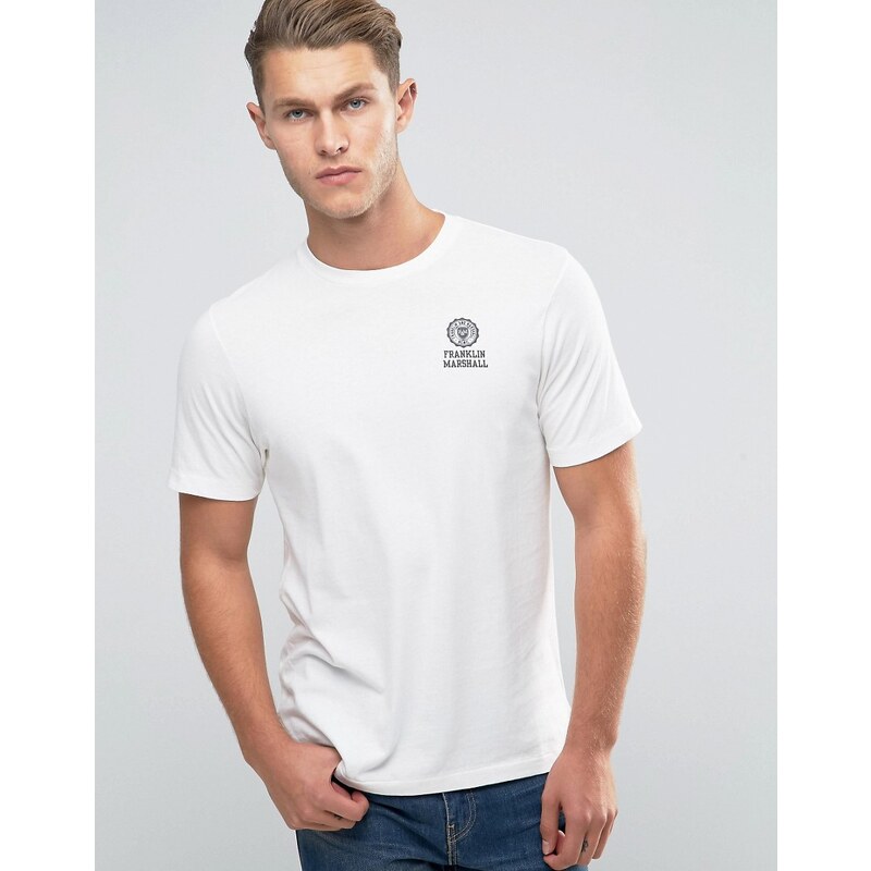 Franklin & Marshall Franklin and Marshall - T-Shirt mit Schriftzug und Logo - Weiß