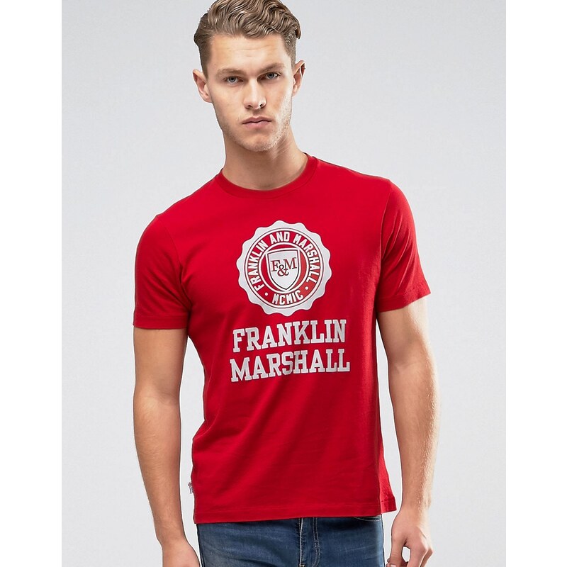 Franklin & Marshall Franklin and Marshall - T-Shirt mit großem Logo - Rot