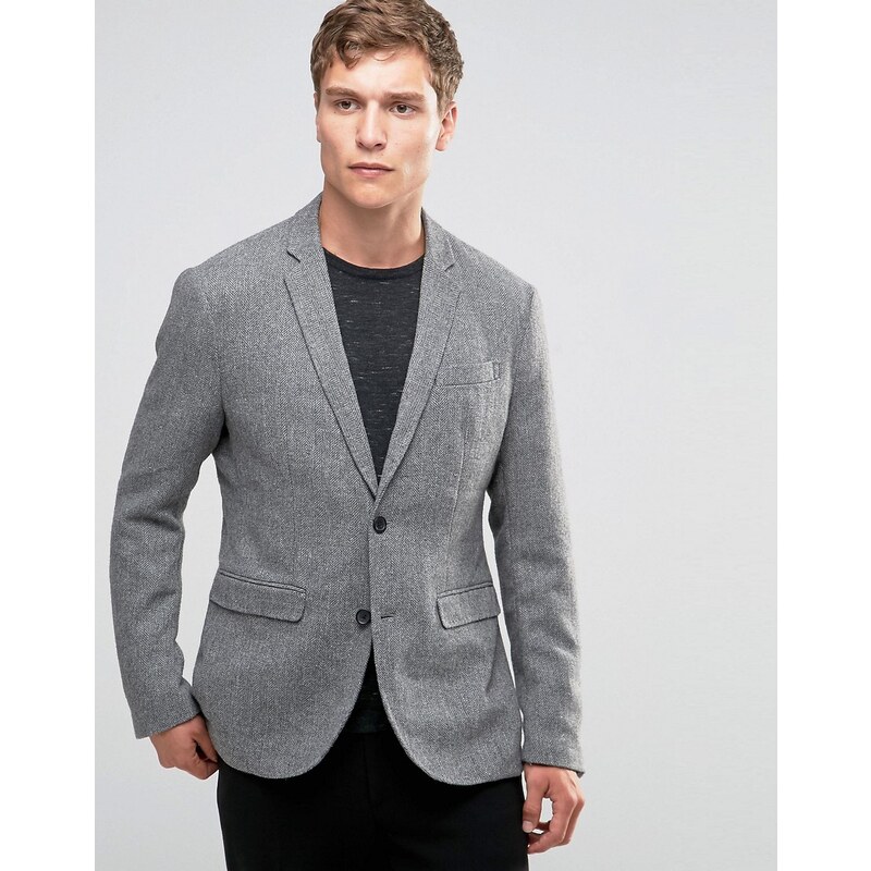 Jack & Jones &ndah; Premium-Blazer aus Tweed - Grau