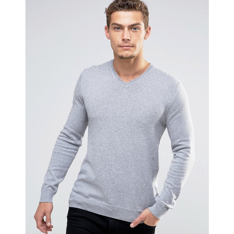 Esprit - Pullover aus Kaschmirmischung mit V-Ausschnitt - Grau