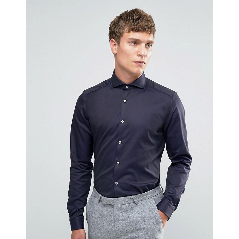 Reiss - Schmales, elegantes Hemd mit Textur - Marineblau