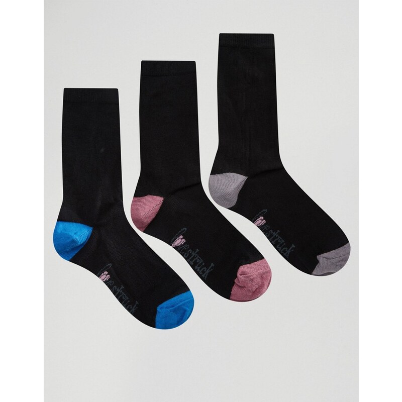 Lovestruck - Socken mit Blockfarben an der Ferse und am Zeh, 3er-Pack - Schwarz