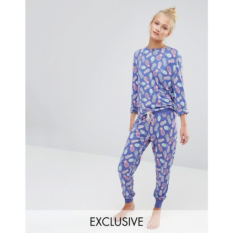Chelsea Peers - Langer Schlafanzug mit Ananasmotiv - Violett
