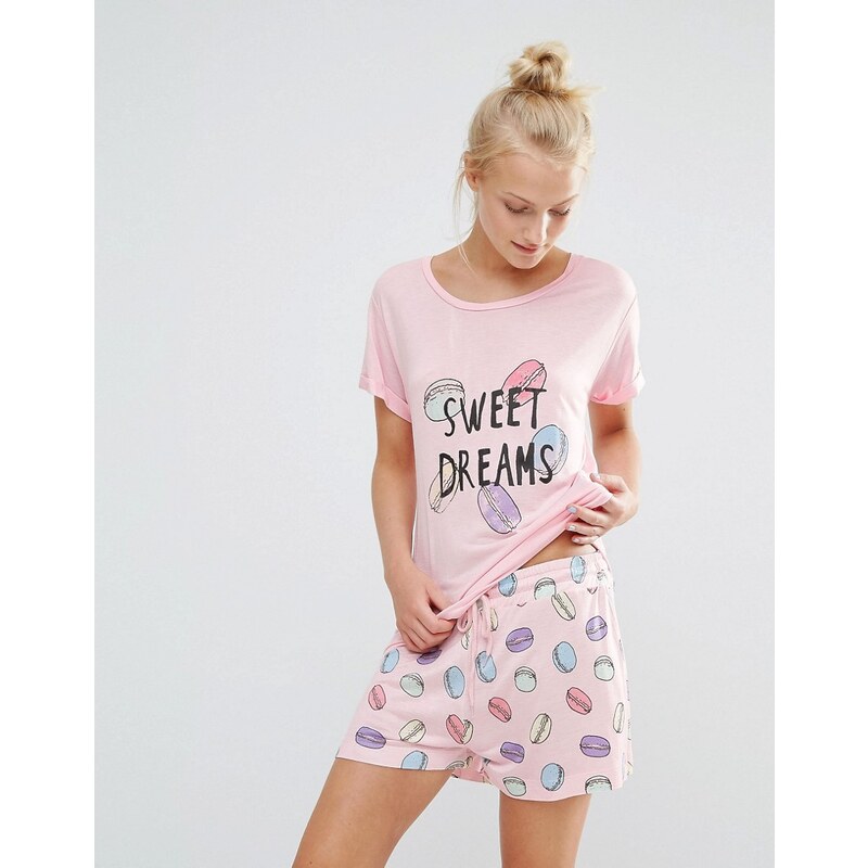 Chelsea Peers - Kurzer Schlafanzug mit Gebäck-Muster - Rosa