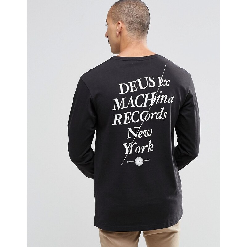 Deus Ex Machina - Langärmliges Shirt mit Schallplatte-Print hinten - Schwarz