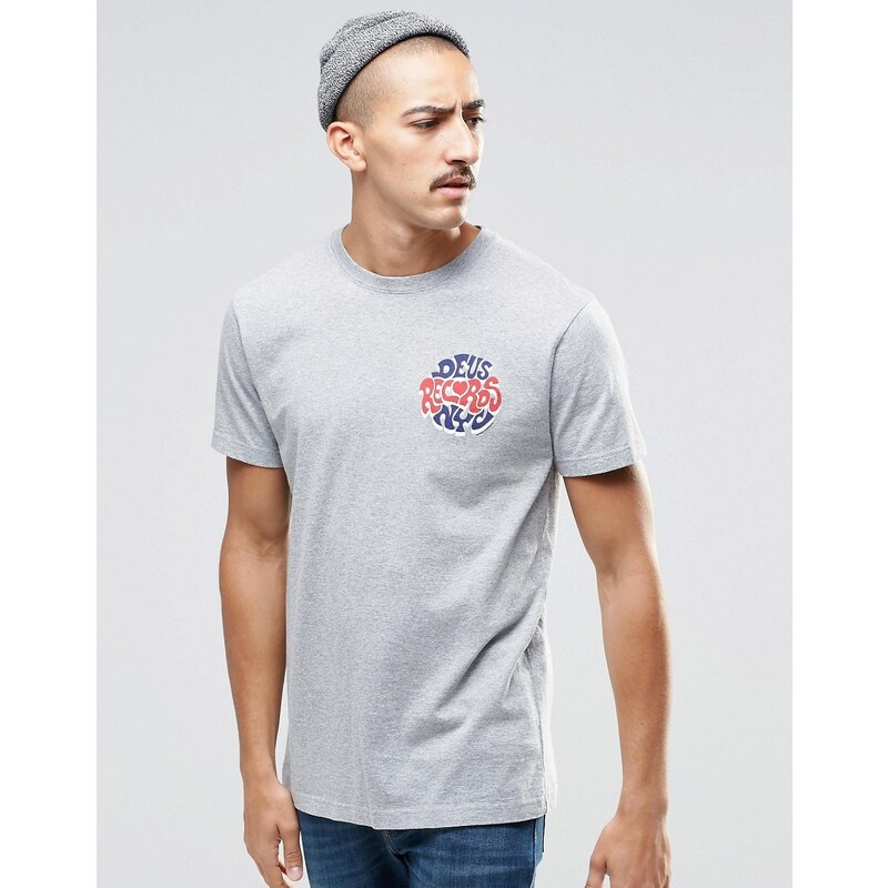 Deus Ex Machina - T-Shirt mit kleinem Record-Logo - Grau