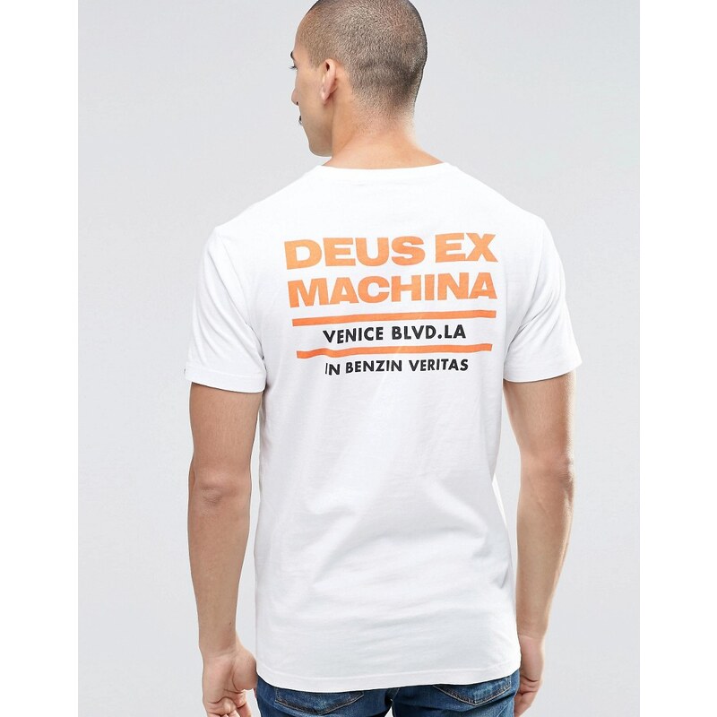 Deus Ex Machina - T-Shirt mit No.1-Logo und Rücken-Print - Weiß