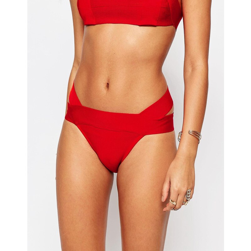 Missguided - Hochwertige Bikinihose im Bandagenlook - Rot