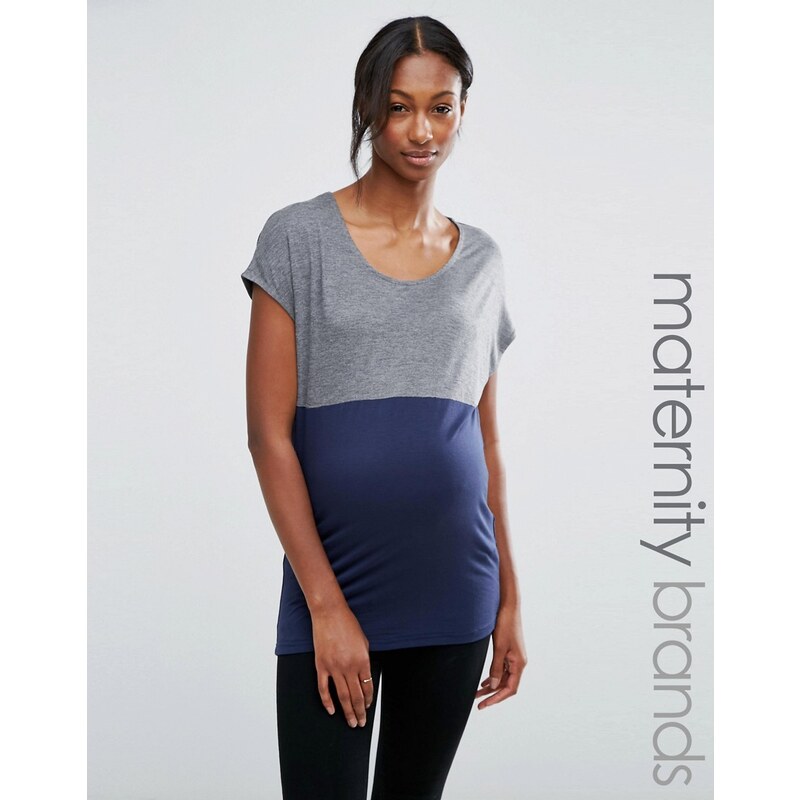 Mama.licious Mamalicious Maternity - T-Shirt in Blockfarben - Marineblau