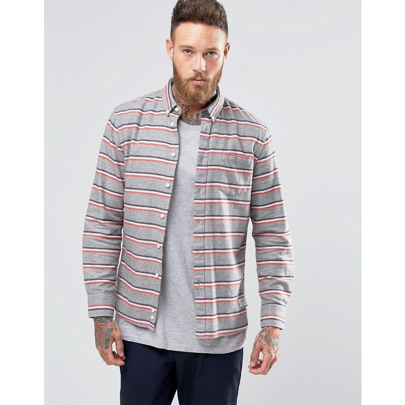 Penfield - Hants - Geknöpftes Hemd aus gebürsteter Baumwolle mit horizontalen Streifen, reguläre Passform - Grau