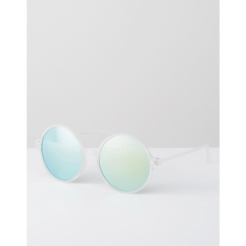7X - Runde Sonnenbrille mit grünen Revo-Gläsern - Transparent
