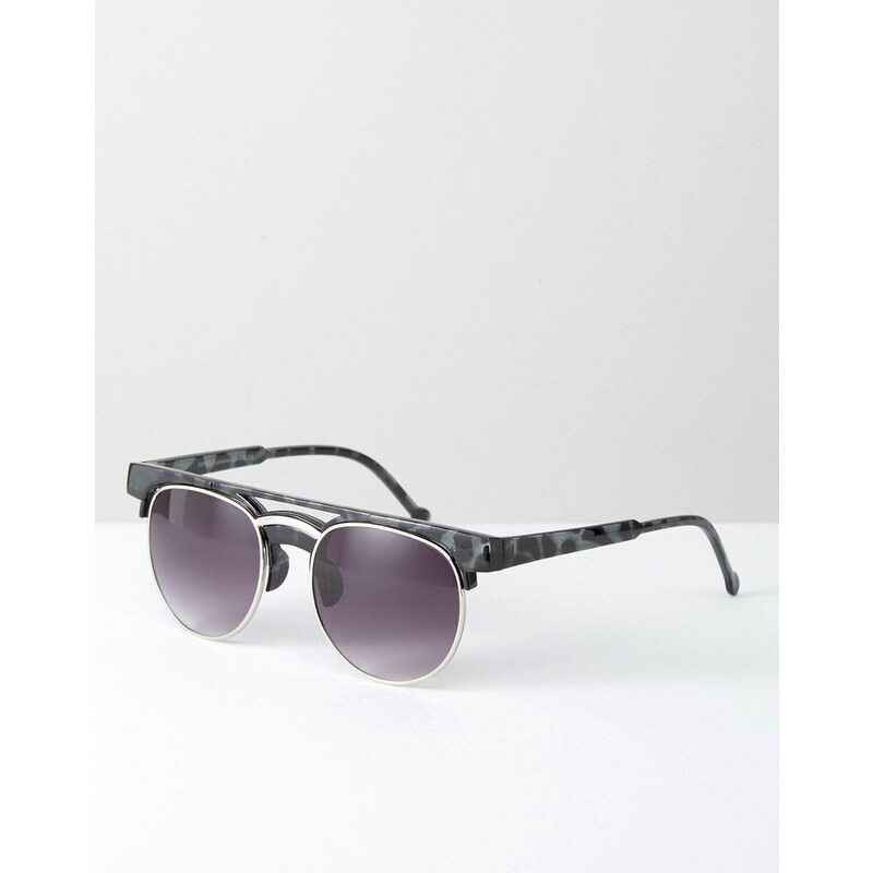 7X - Retro-Sonnenbrille mit rauchigen Gläsern - Schwarz