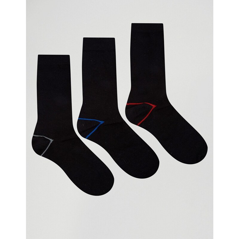 Ciao - Italy - Socken im 3er-Set aus Modalbaumwolle mit kontrastierender Fersenpartie - Schwarz