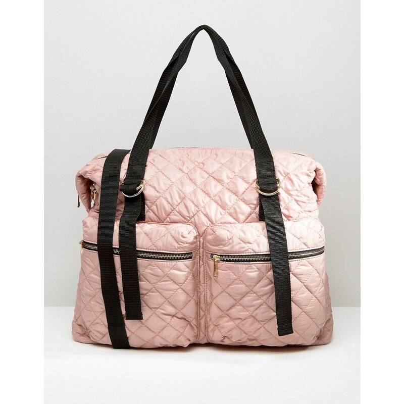 ASOS LIFESTYLE Quilted Zip Pocket Holdall - Rosa