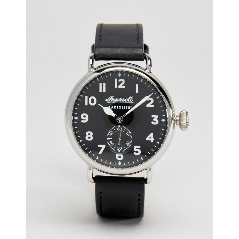 Ingersoll - Trenton Radiolikte - Quartz-Uhr mit schwarzem Lederarmband - Schwarz