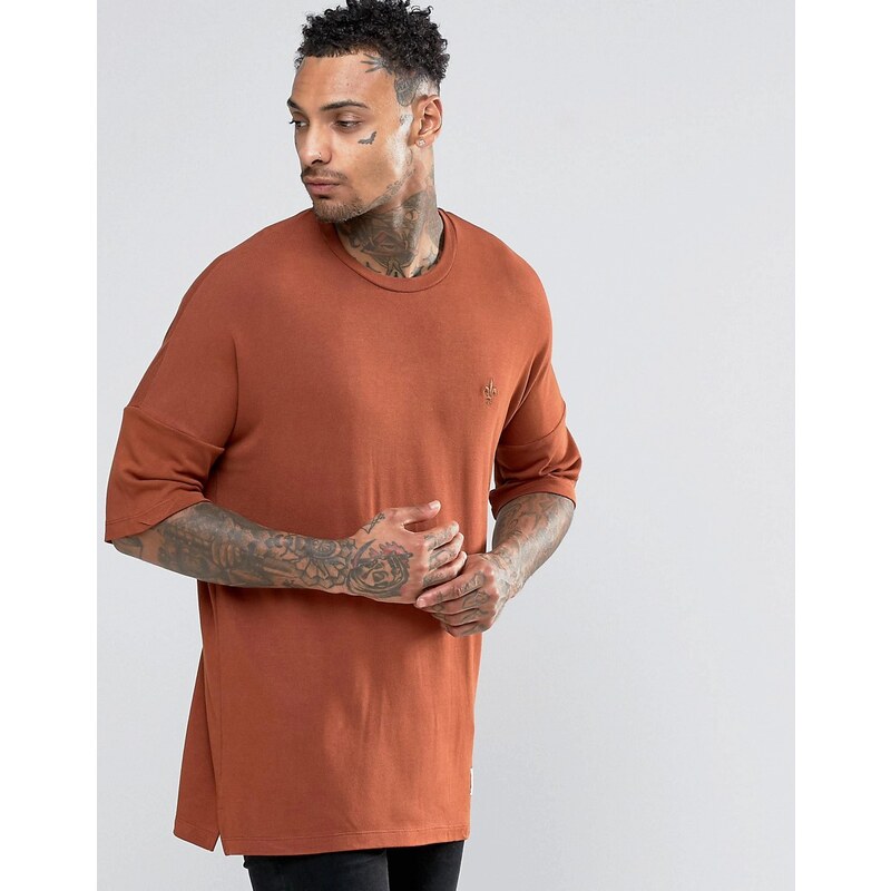 Criminal Damage - T-Shirt mit tief angesetzter Schulterpartie - Orange